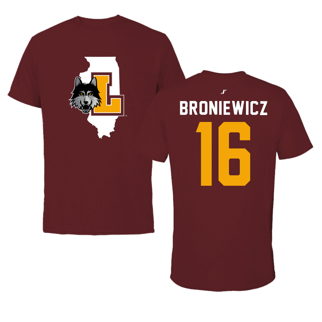 Loyola University-Chicago Softball Maroon State Performance Tee - #16 Andie Broniewicz