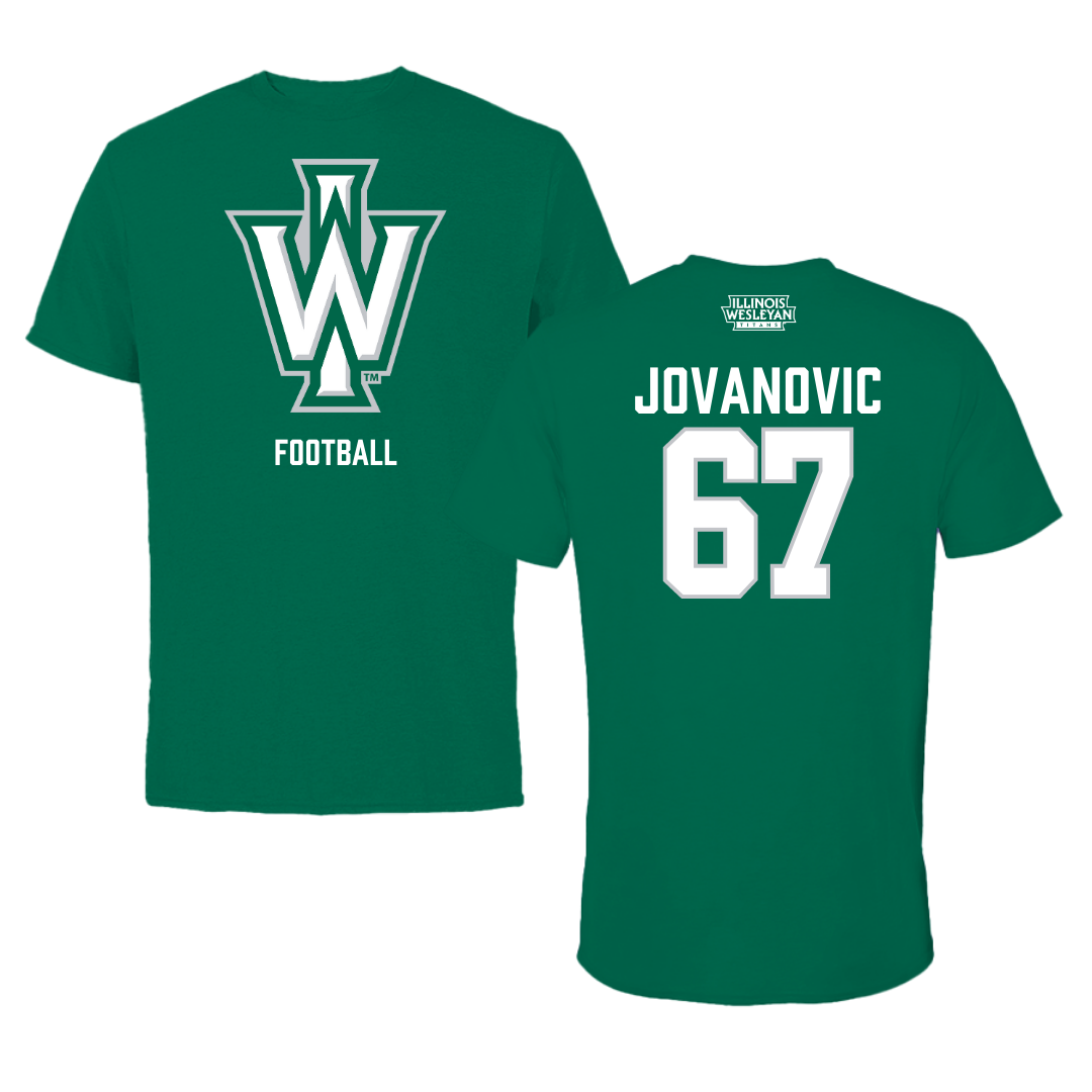 Illinois Wesleyan University Football Green Tee - #67 Mihailo Jovanovic