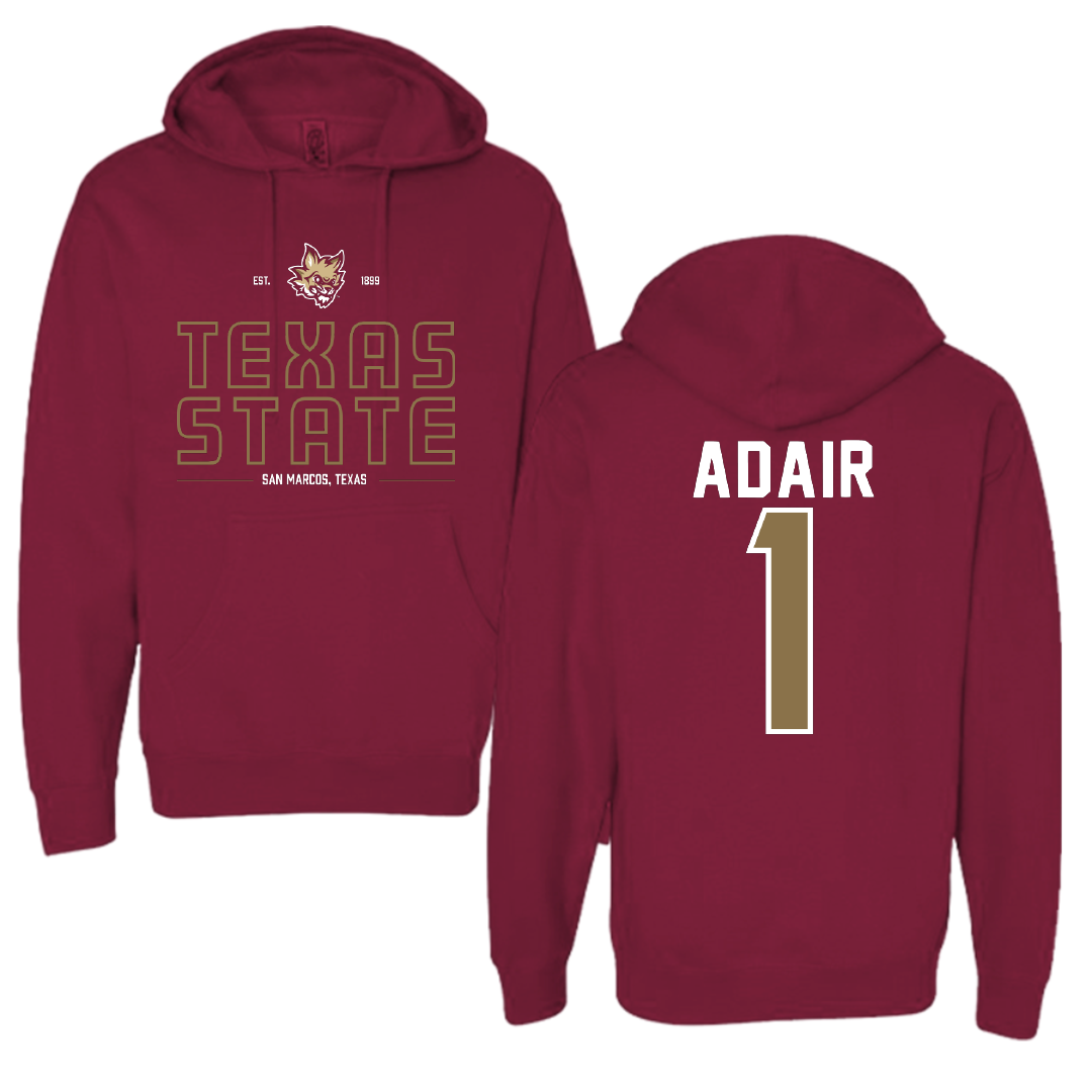 Texas State University Volleyball Maroon General Hoodie - #1 Ally Adair