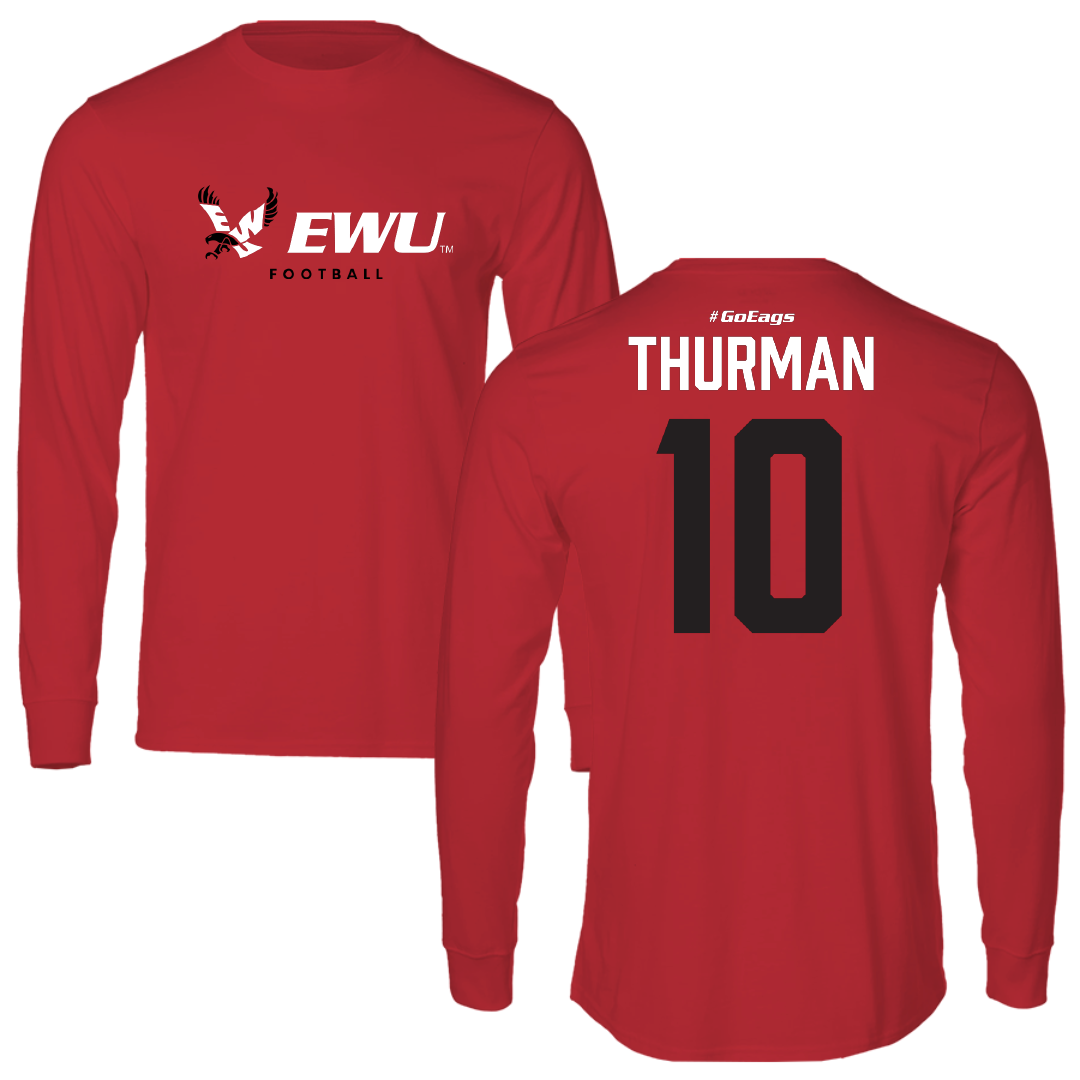 Eastern Washington University Football Red Long Sleeve - #10 Trevor Thurman