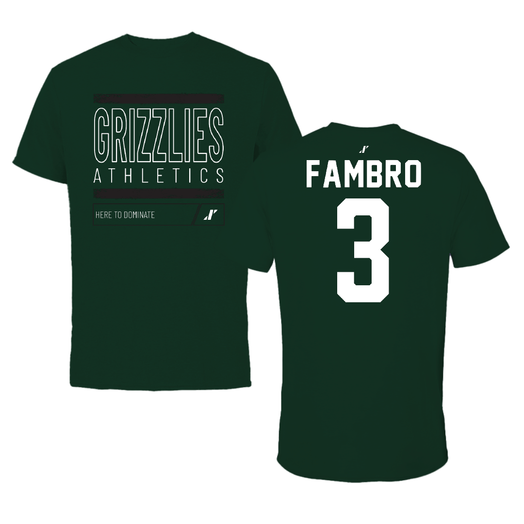 Adams State University Soccer Forest Green Dominate Performance Tee - #3 Jadon Fambro