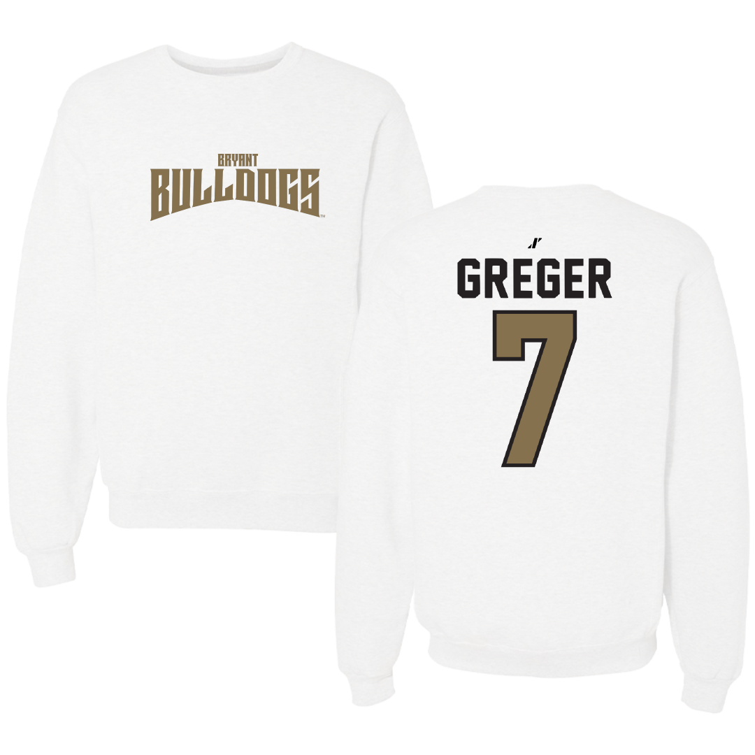 Bryant University Baseball White Classic Crewneck - #7 Gavin Greger