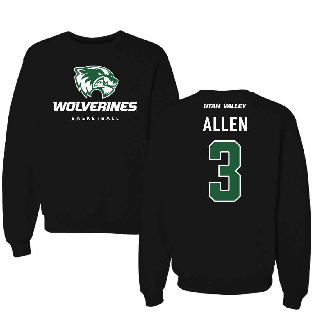 Utah Valley University Basketball Black Mascot Crewneck - #3 Drake Allen