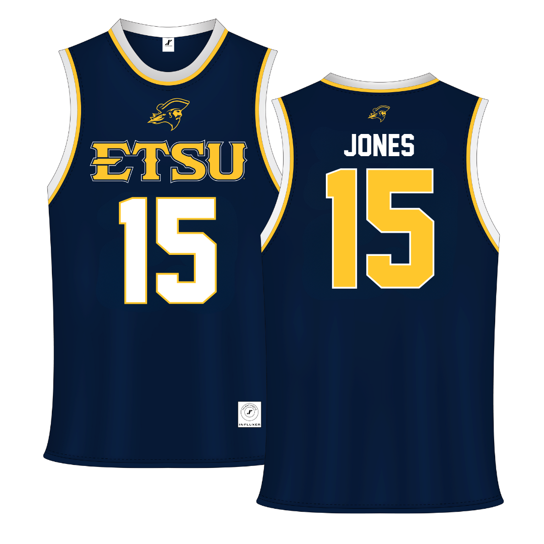 East Tennessee State University Navy Basketball Jersey - #15 Jaxson Jones
