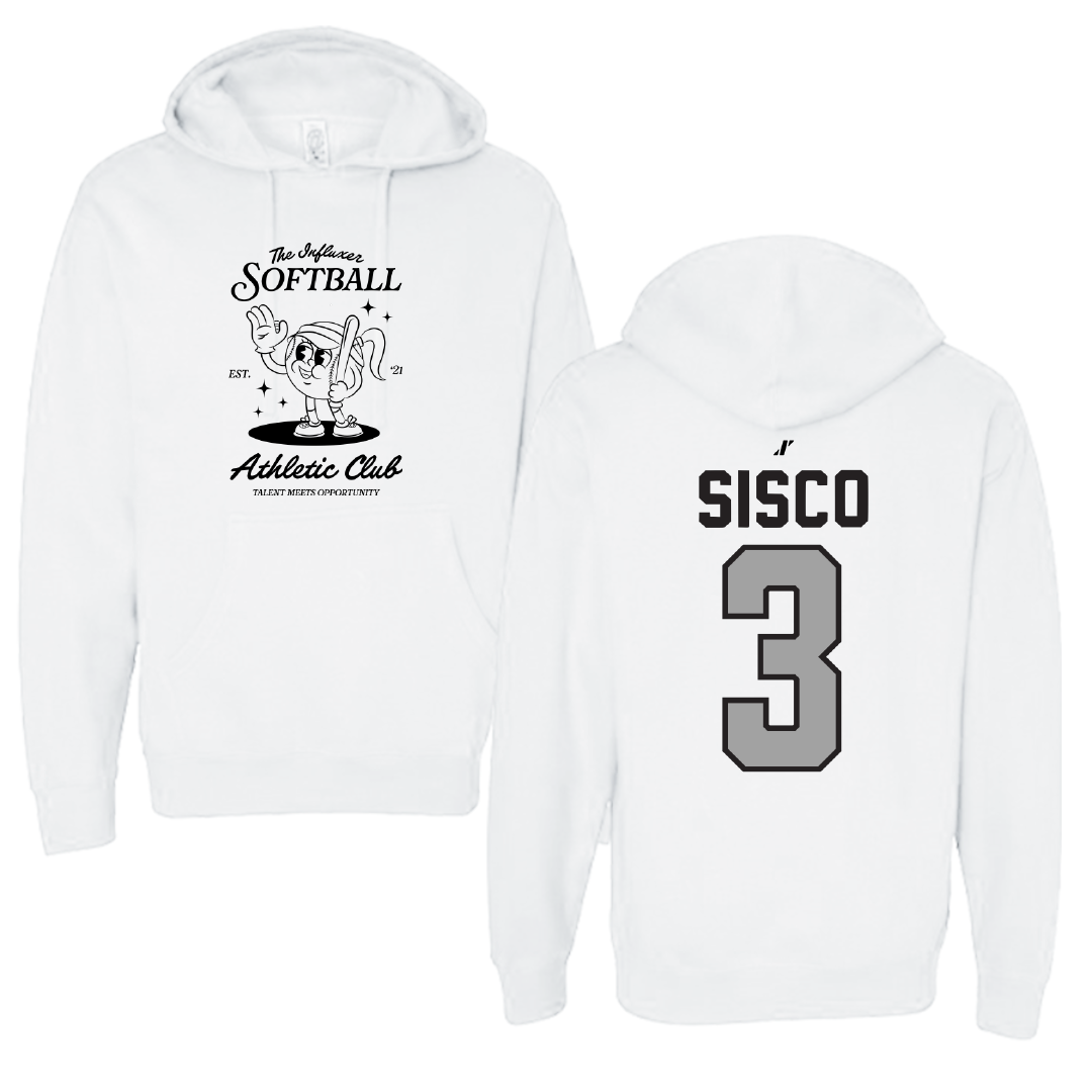 Softball White Influxer Athletic Club Hoodie - #3 Claire Sisco