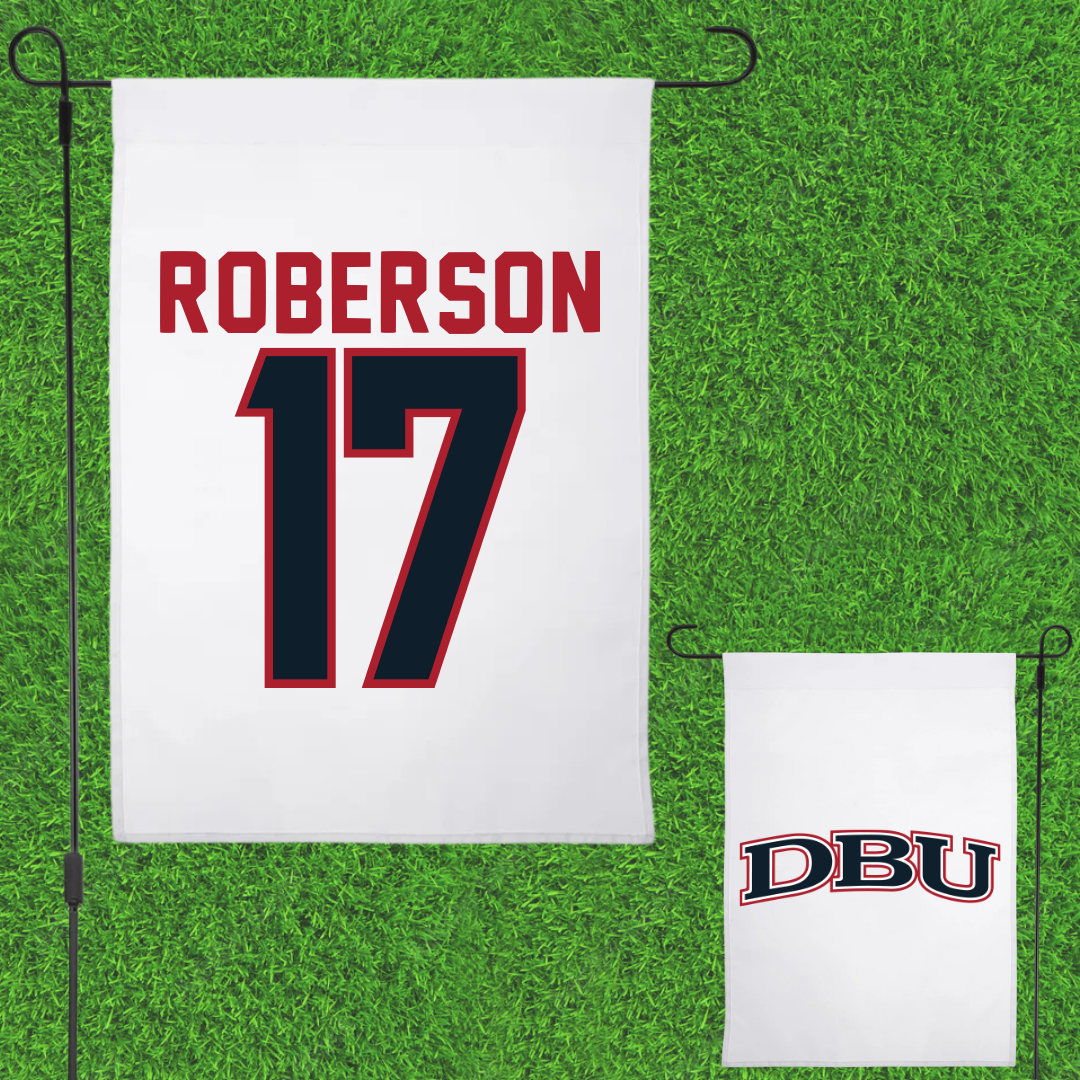 Dallas Baptist University Soccer White Garden Flag - #17 Haley Roberson