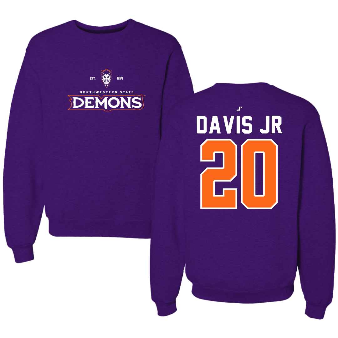 Northwestern State University Football Purple General Crewneck - #20 Kevin Davis Jr