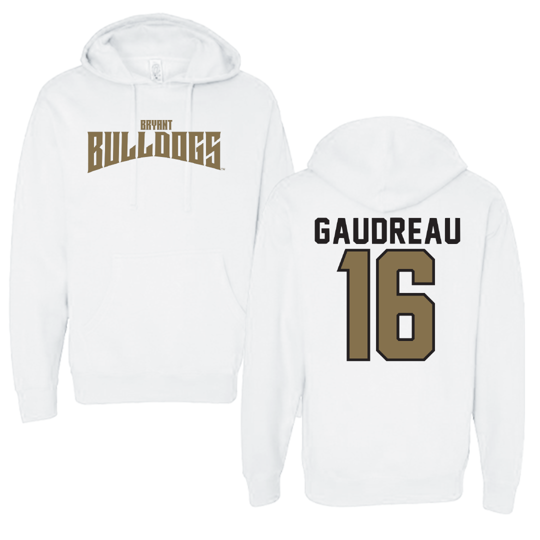 Bryant University Baseball White Classic Hoodie - #16 Jacob Gaudreau