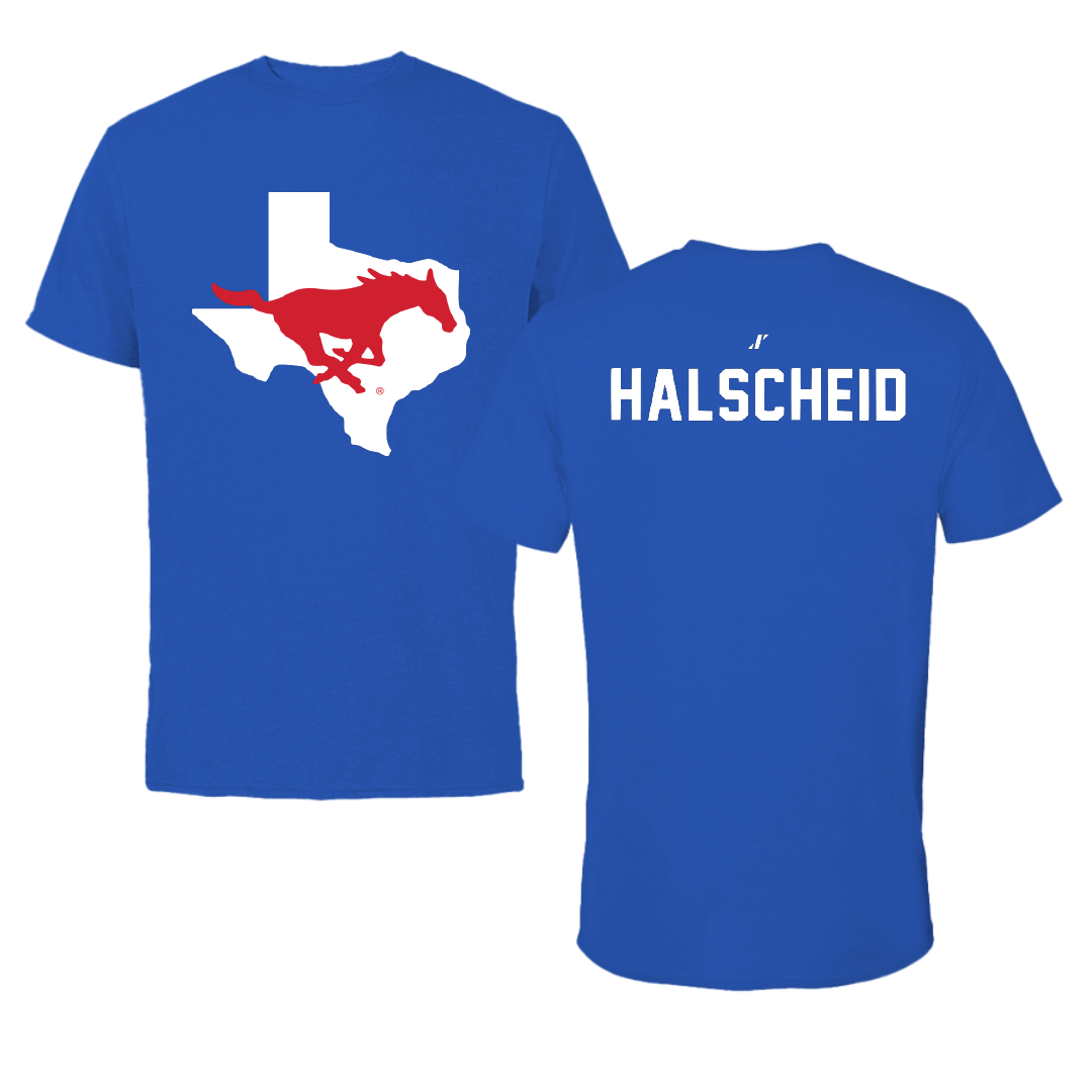 Southern Methodist University Soccer Blue State Tee - #35 Hayden Halscheid