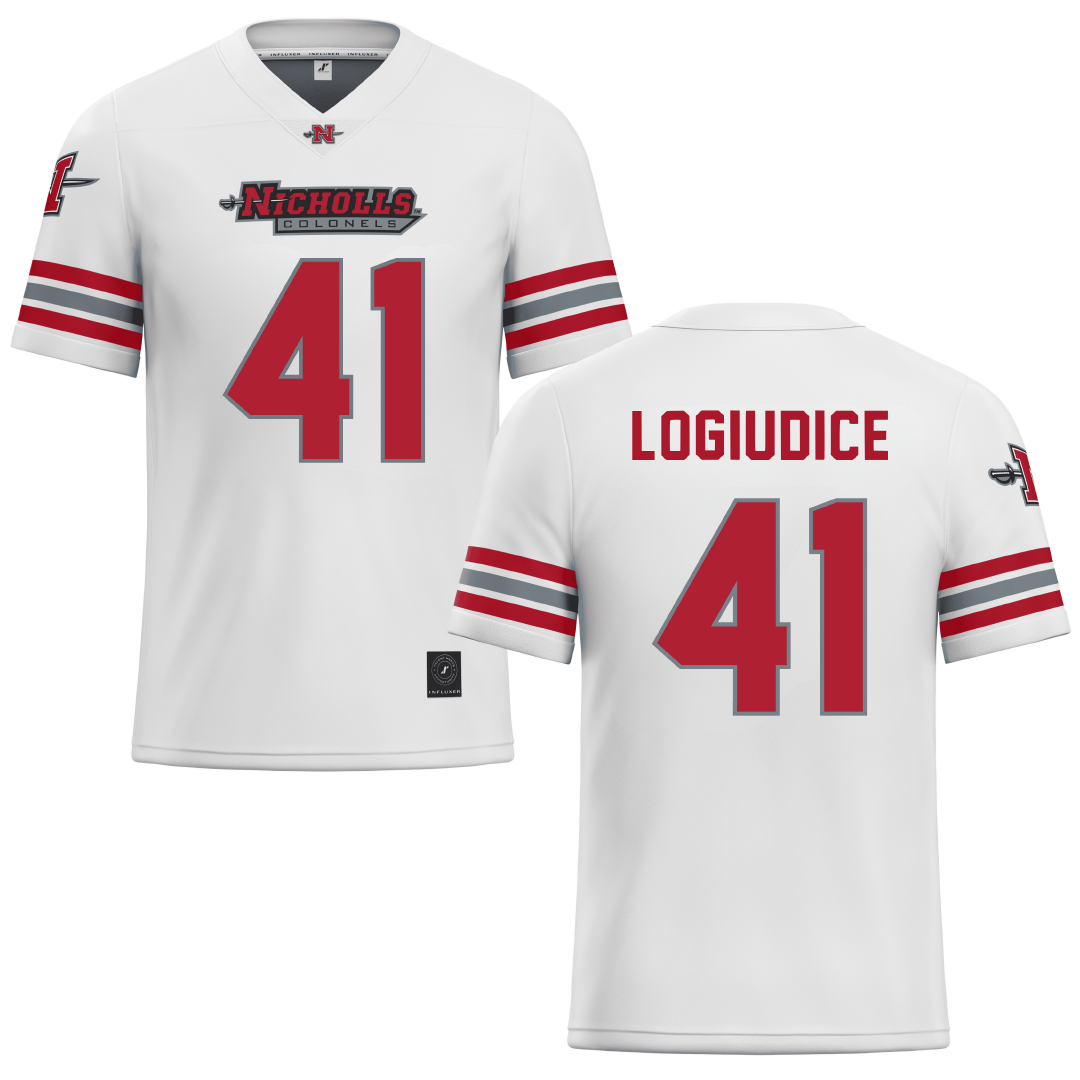 Nicholls State University White Football Jersey - #41 Dominic LoGiudice