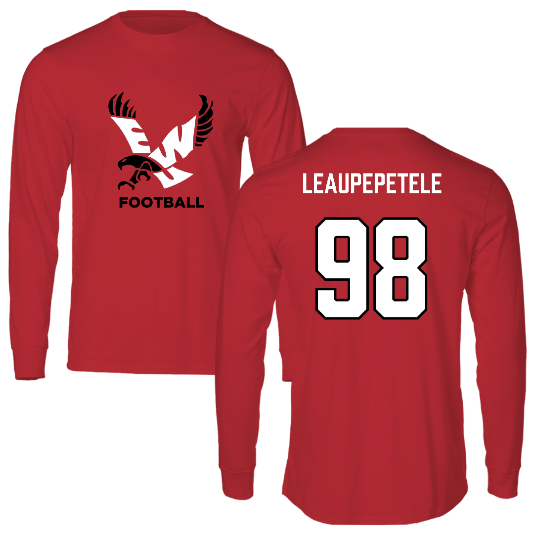 Eastern Washington University Football Red EWU Performance Long Sleeve - #98 Jirah Leaupepetele