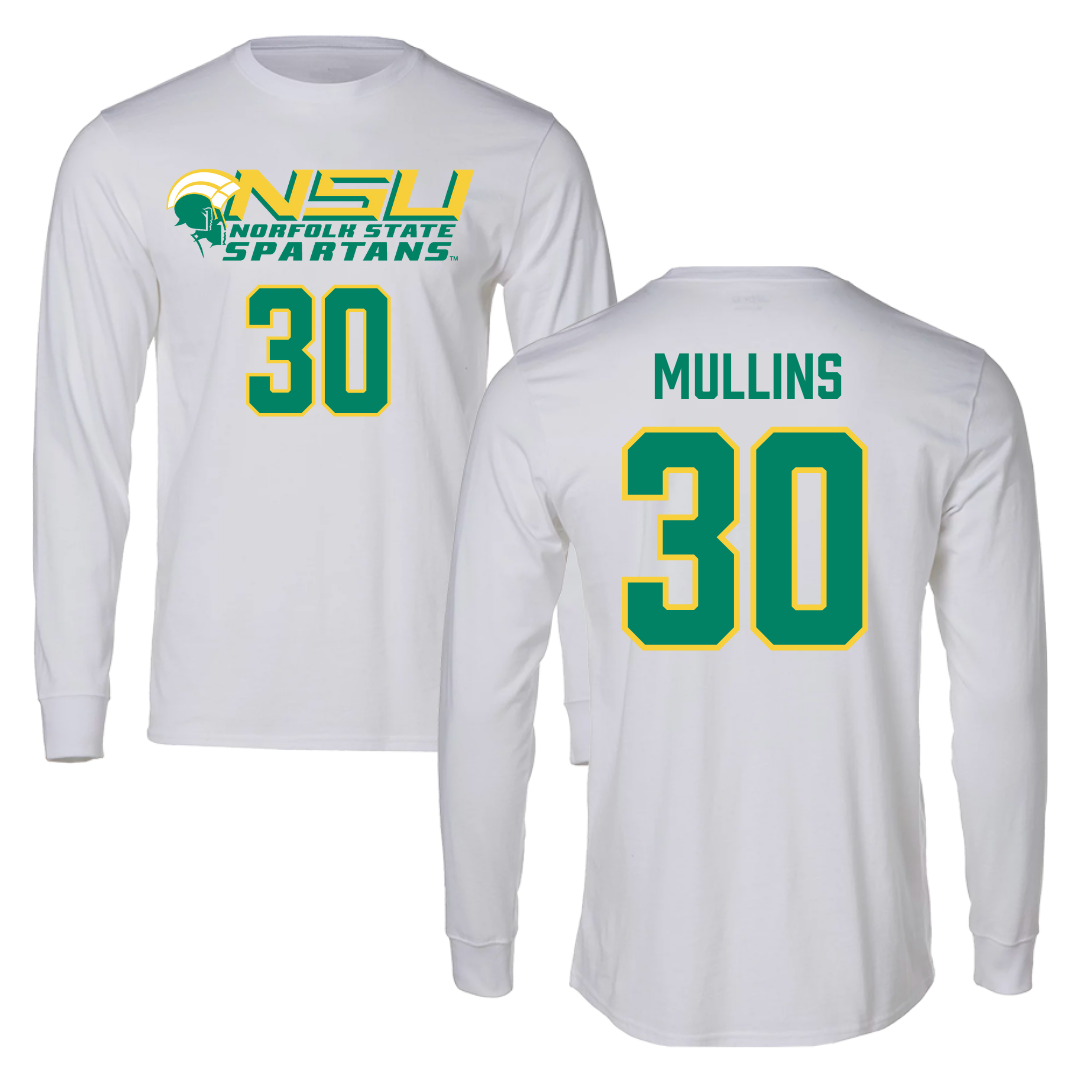 Norfolk State University Basketball White Performance Long Sleeve - #30 Paris Mullins