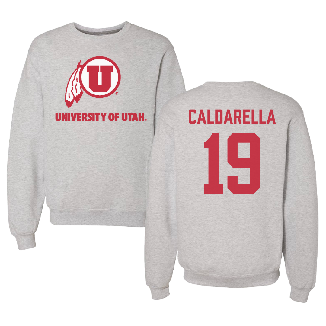 University of Utah Football Gray Crewneck - #19 Luca Caldarella