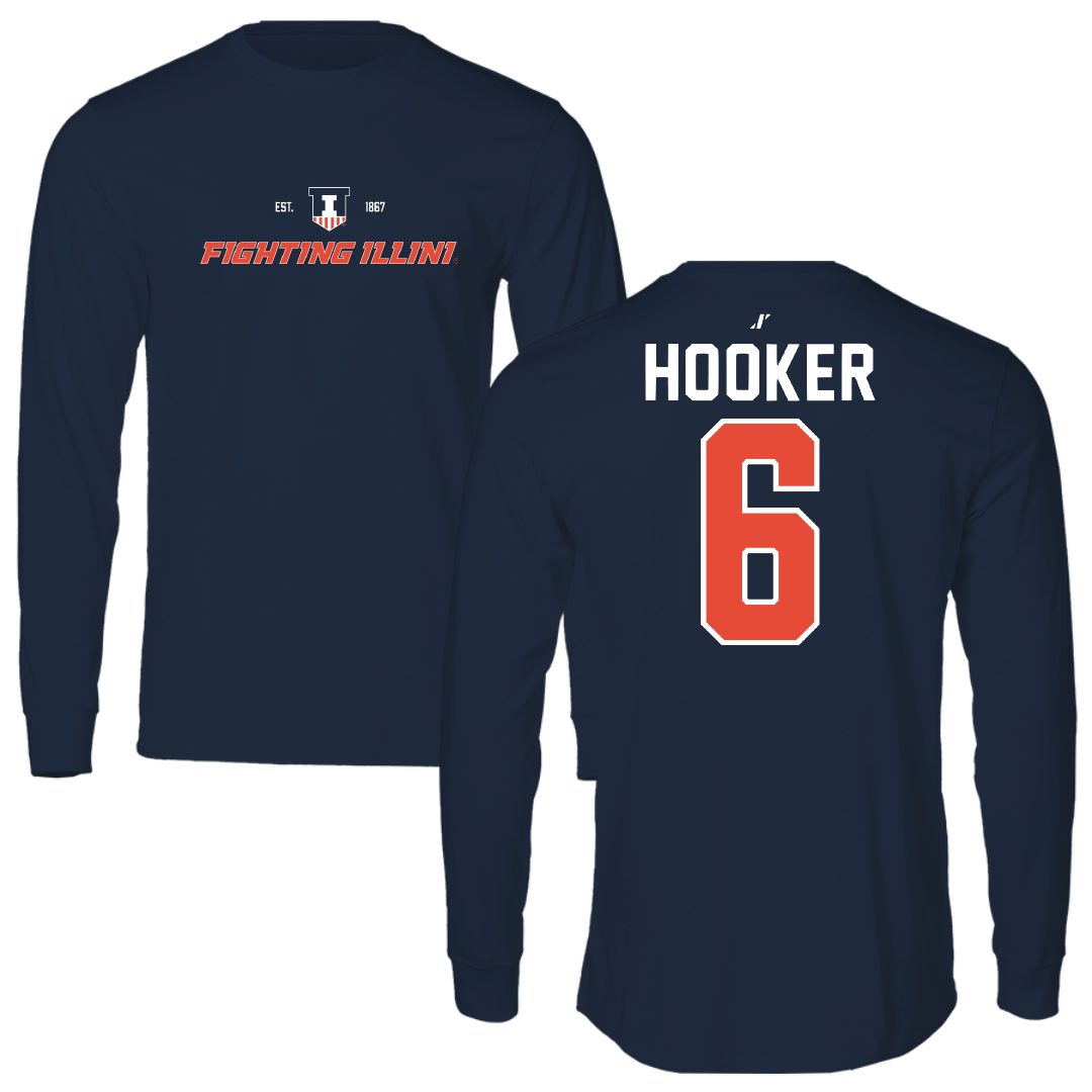University of Illinois Softball Navy General Performance Long Sleeve - #6 Juliana Hooker