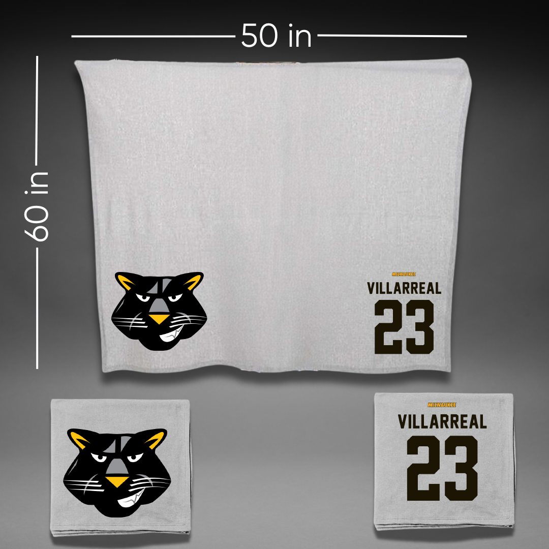 University of Wisconsin-Milwaukee Basketball Gray Blanket - #23 Austin Villarreal