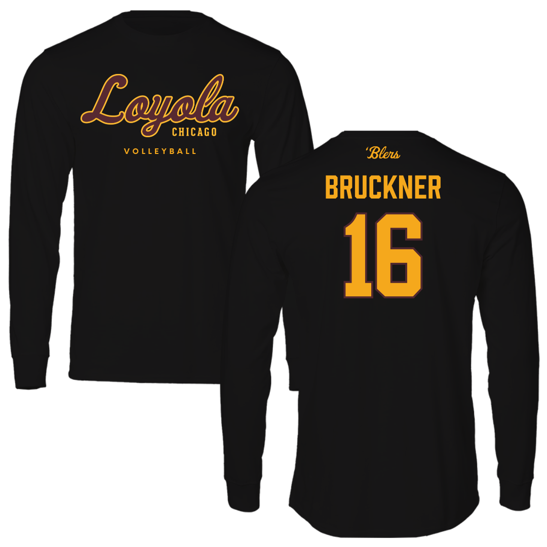 Loyola University-Chicago Volleyball Black Performance Long Sleeve - #16 Jordan Bruckner