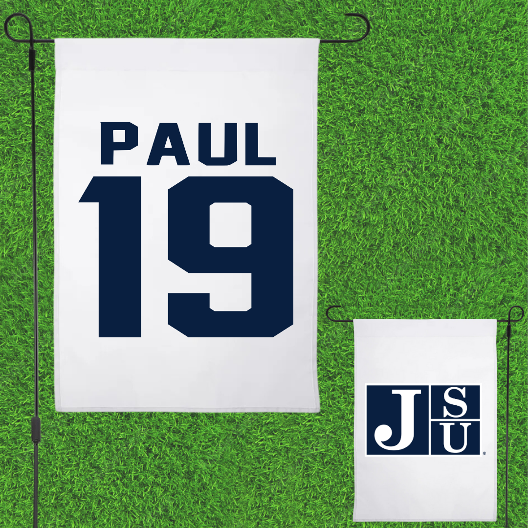 Jackson State University Football White Garden Flag - #19 Kobe Paul