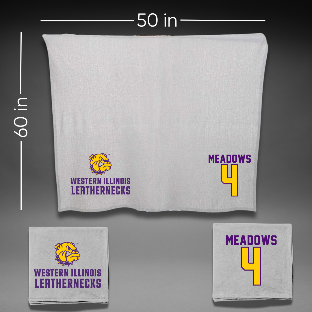 Western Illinois University Basketball Gray Blanket - #4 Allie Meadows