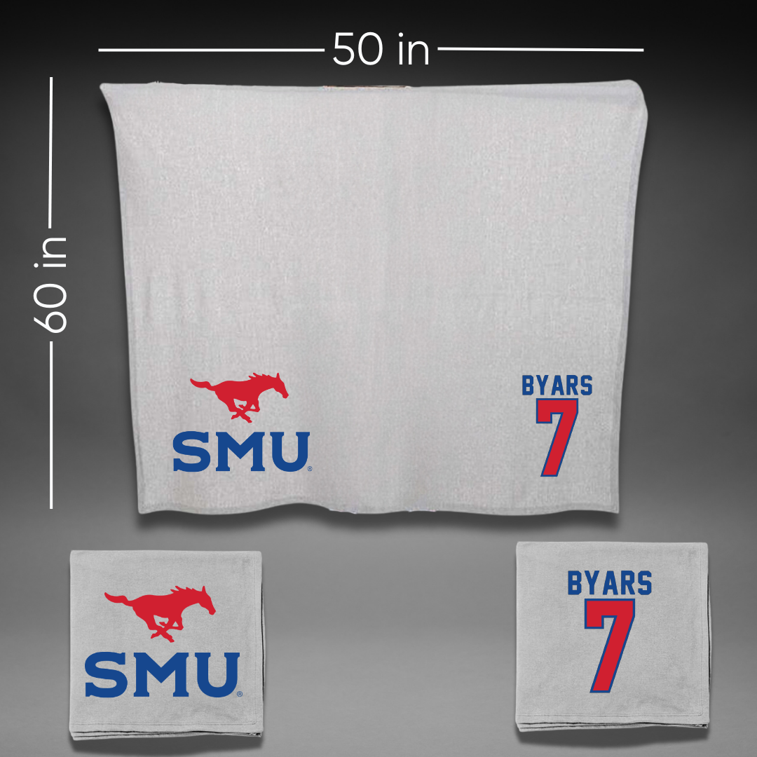 Southern Methodist University Soccer Gray Blanket - #7 Truth Byars