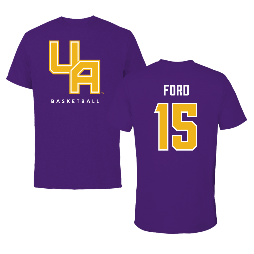 University at Albany Basketball Purple Block Tee - #15 Hailee Ford