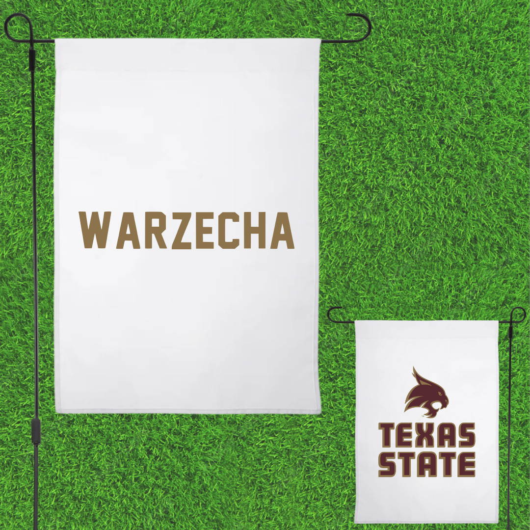 Texas State University TF and XC White Garden Flag - Connor Warzecha