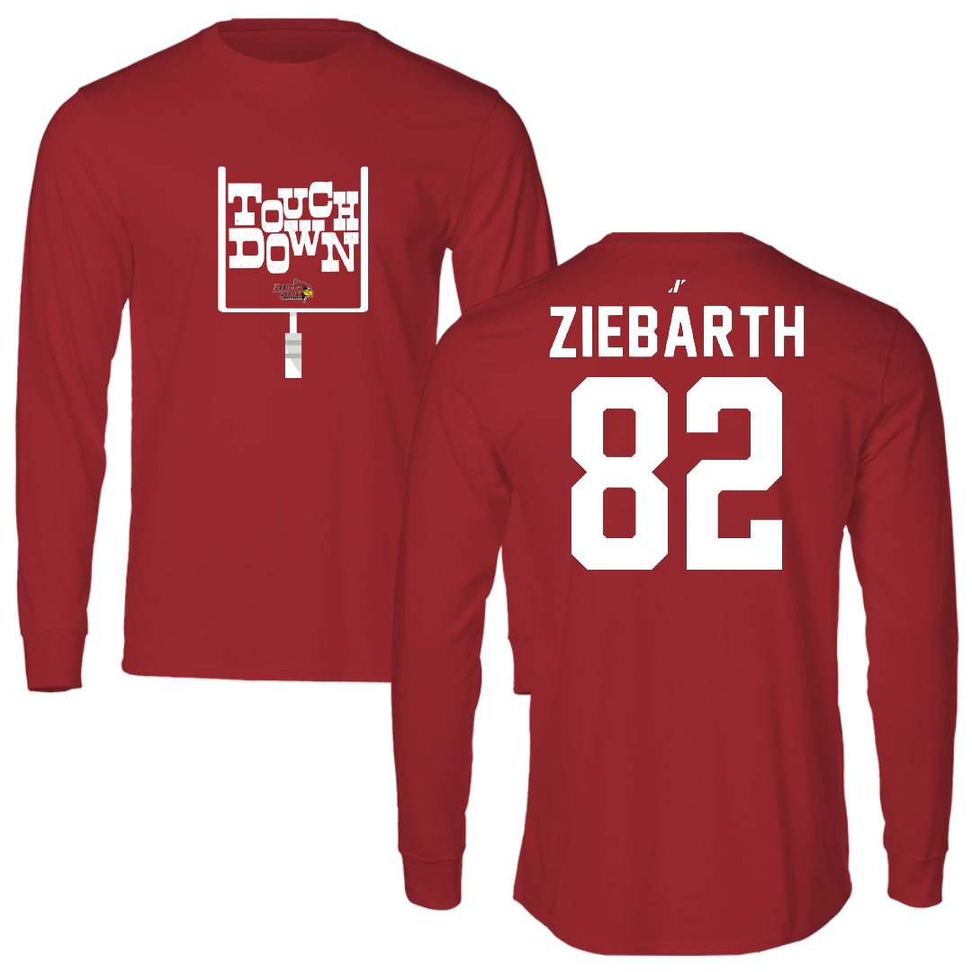 Illinois State University Football Canvas Red Touchdown Long Sleeve - #82 Max Ziebarth