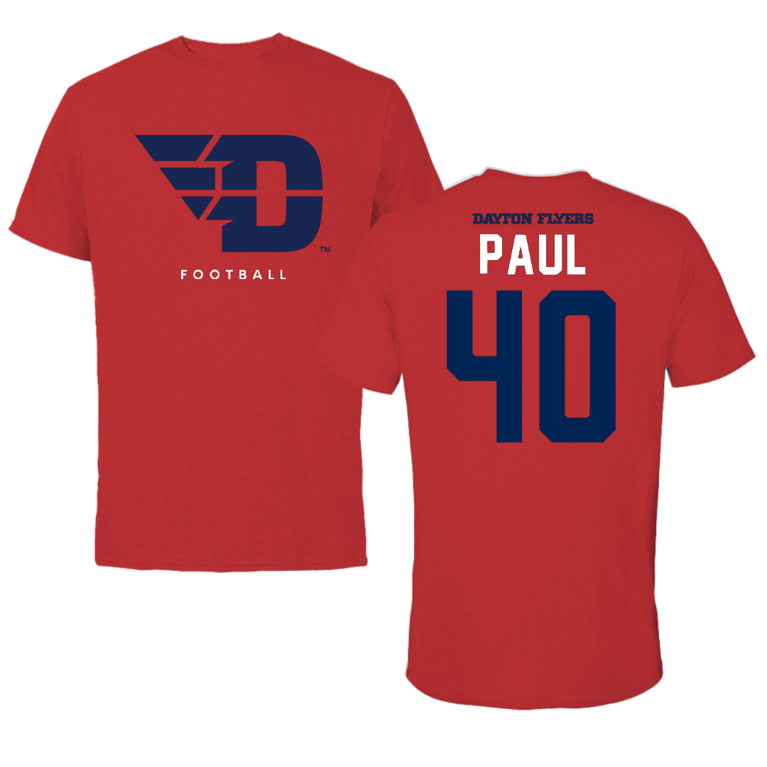 University of Dayton Football Red Performance Tee - #40 Kyler Paul