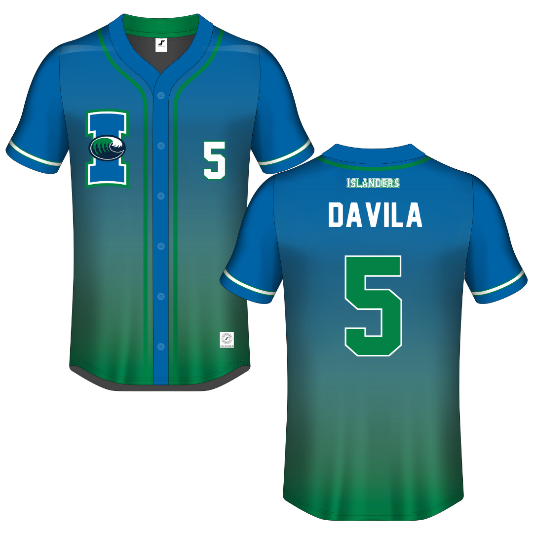 Texas A&M University-Corpus Christi Blue Gradient Button-Down Jersey - #5 Crystal Davila