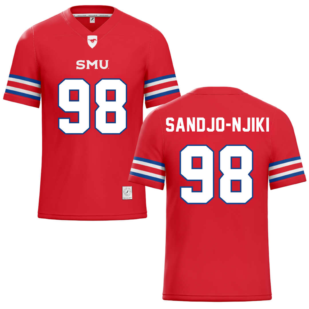 Southern Methodist University Red Football Jersey - #98 Mike Sandjo-Njiki