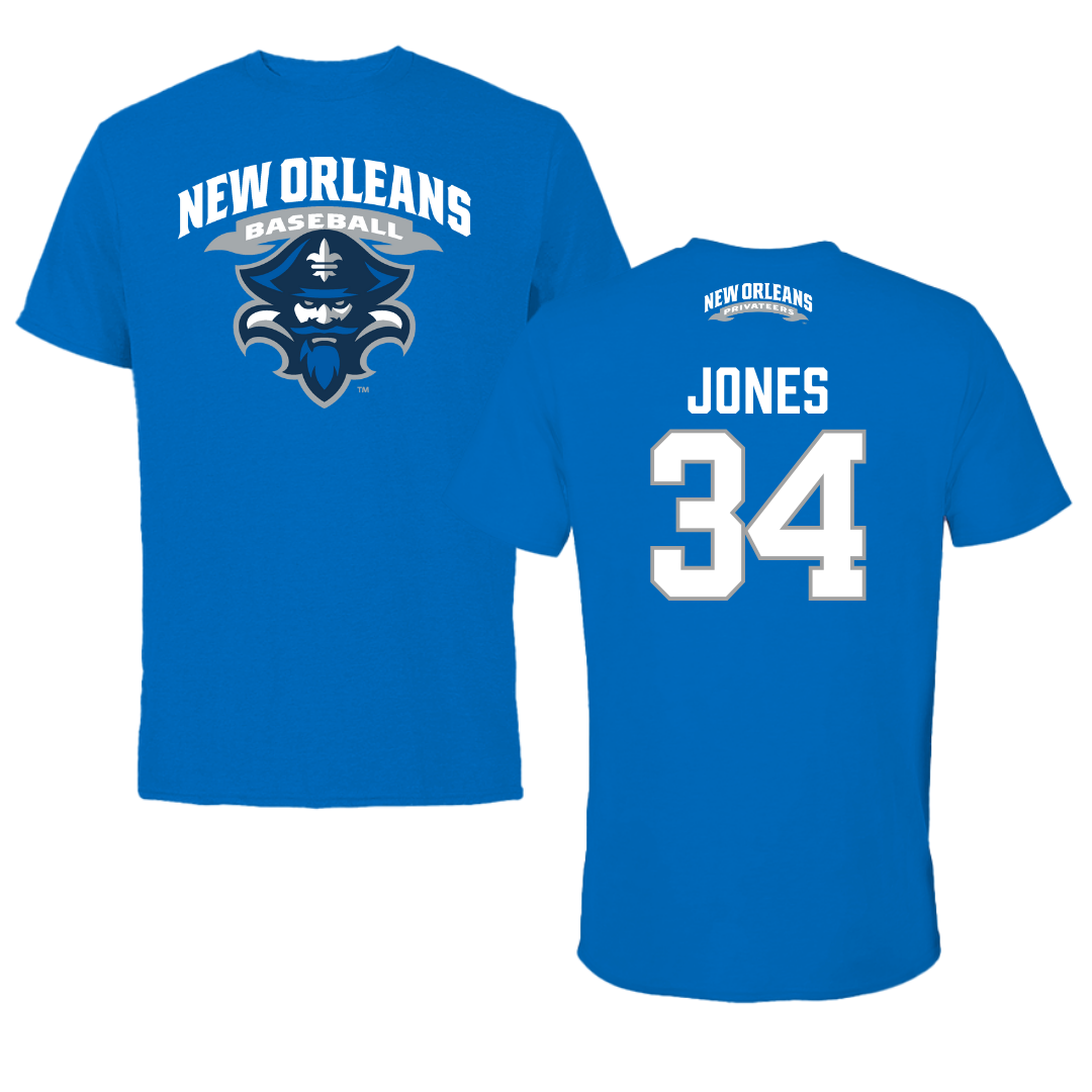 University of New Orleans Baseball Blue Tee - #34 Skylar Jones