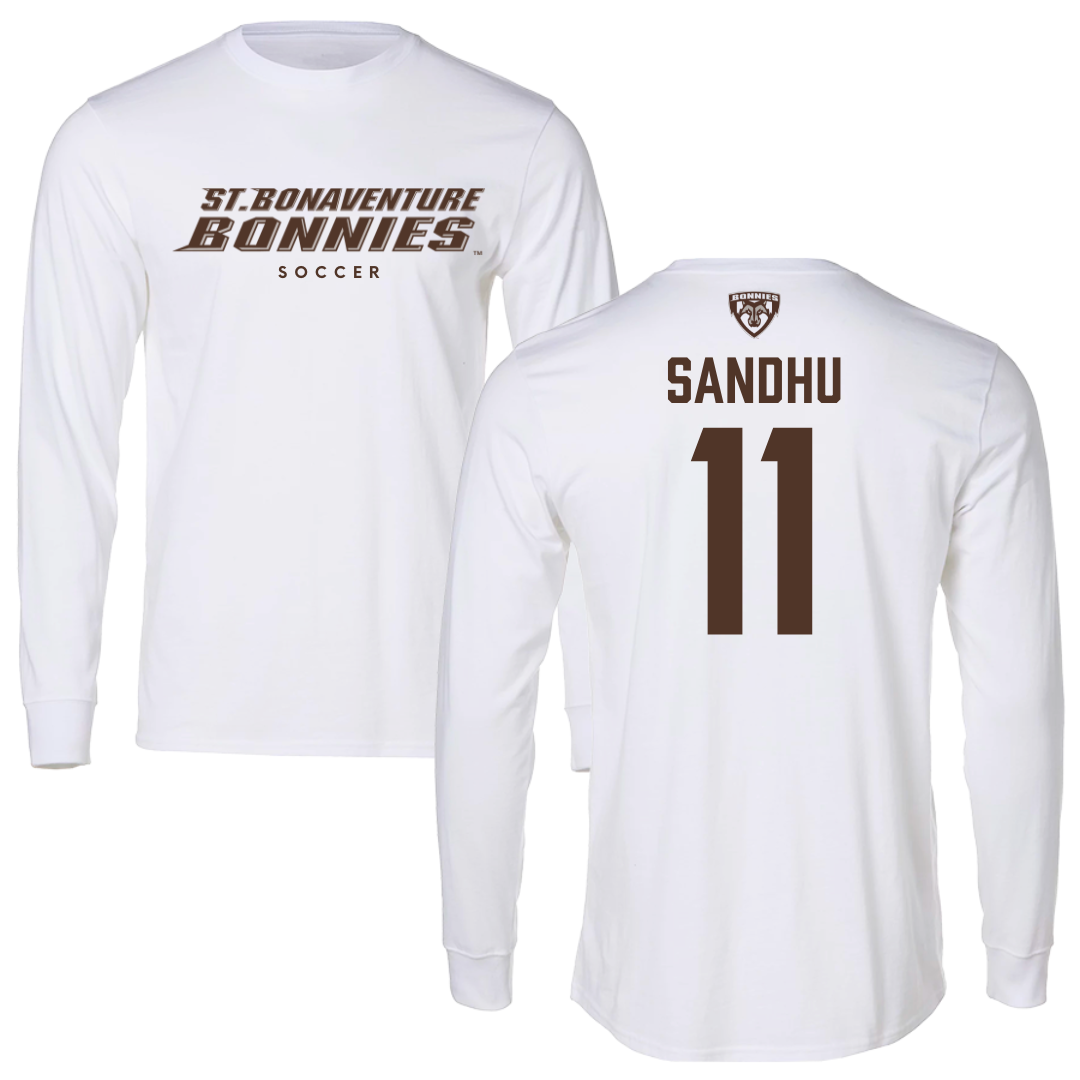 St. Bonaventure University Soccer White Performance Long Sleeve - #11 Ishana Sandhu