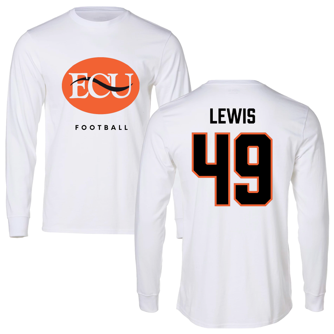 East Central University Football White Performance Long Sleeve - #49 Amajah Lewis
