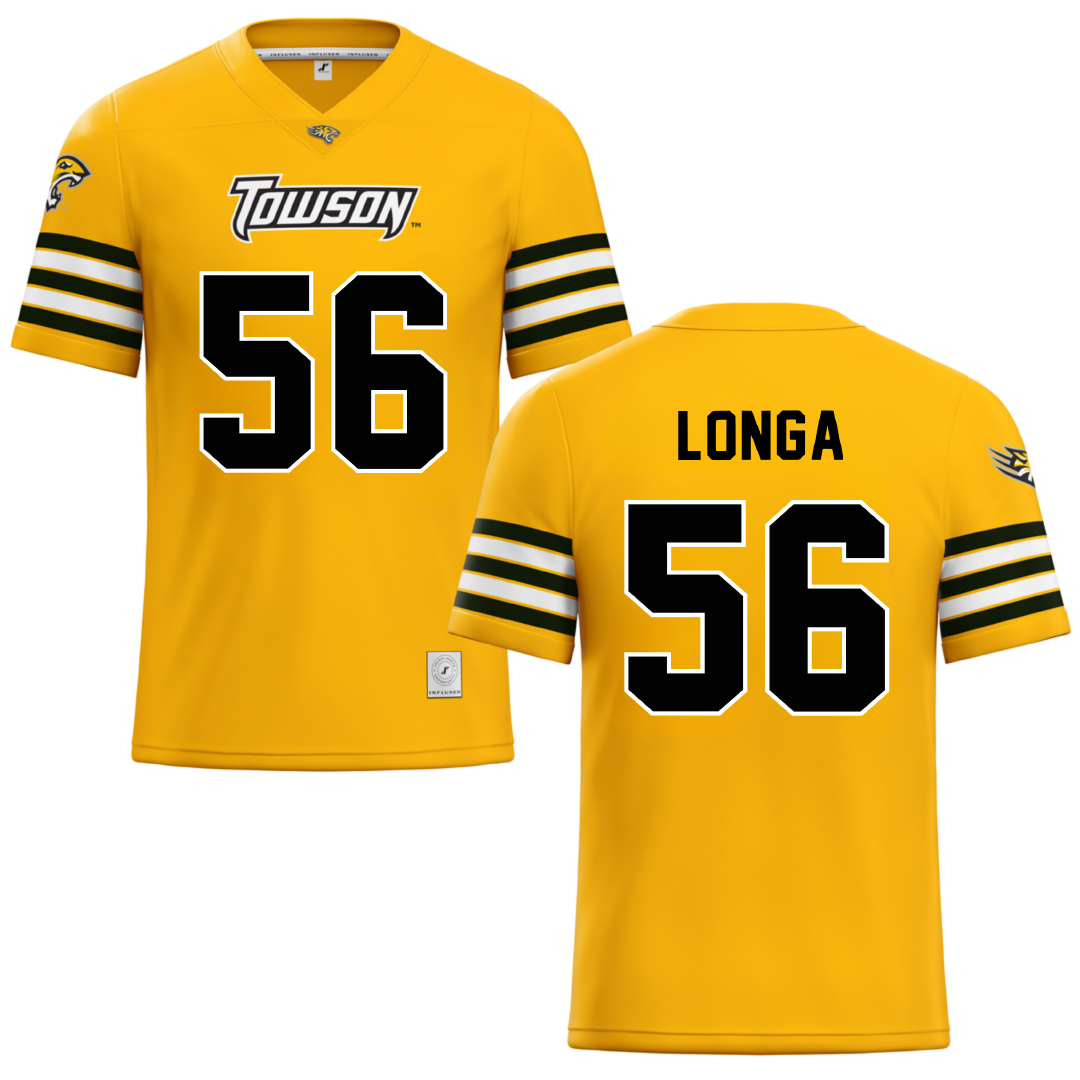 Towson University Gold Football Jersey - #56 Matthieu Longa