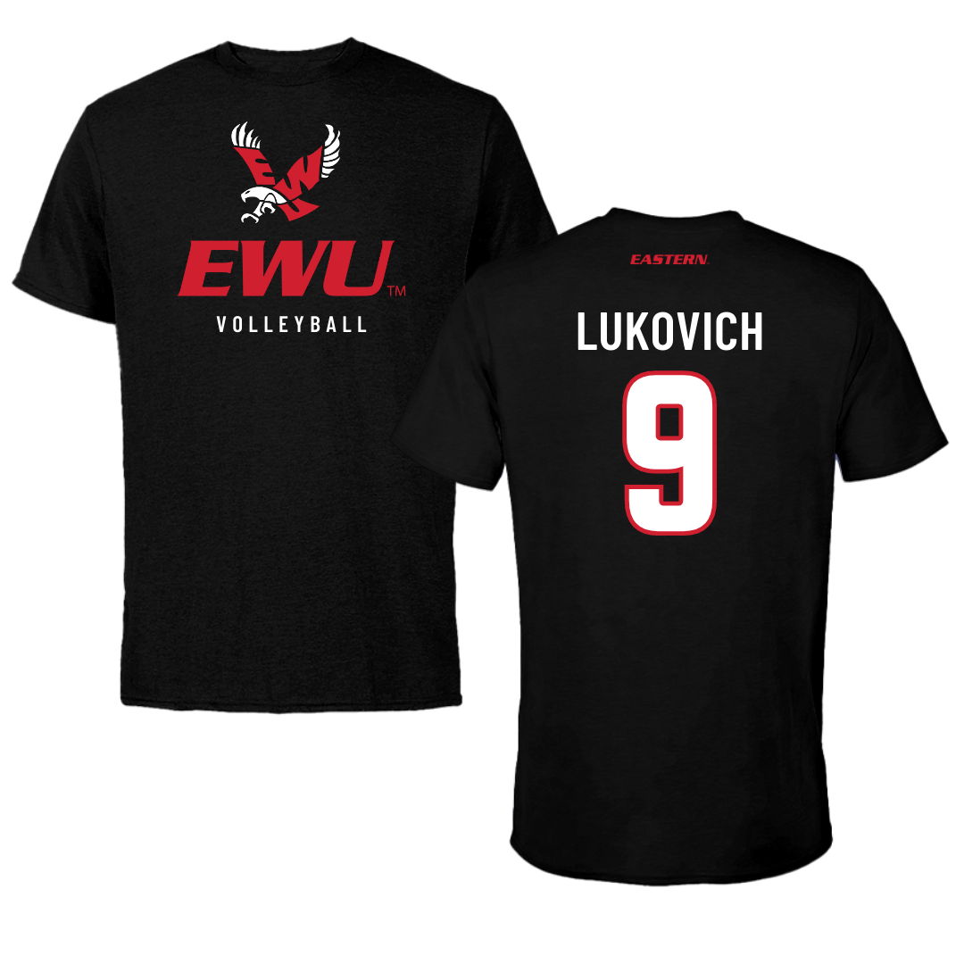 Eastern Washington University Volleyball Black EWU Tee - #9 Kalista Lukovich