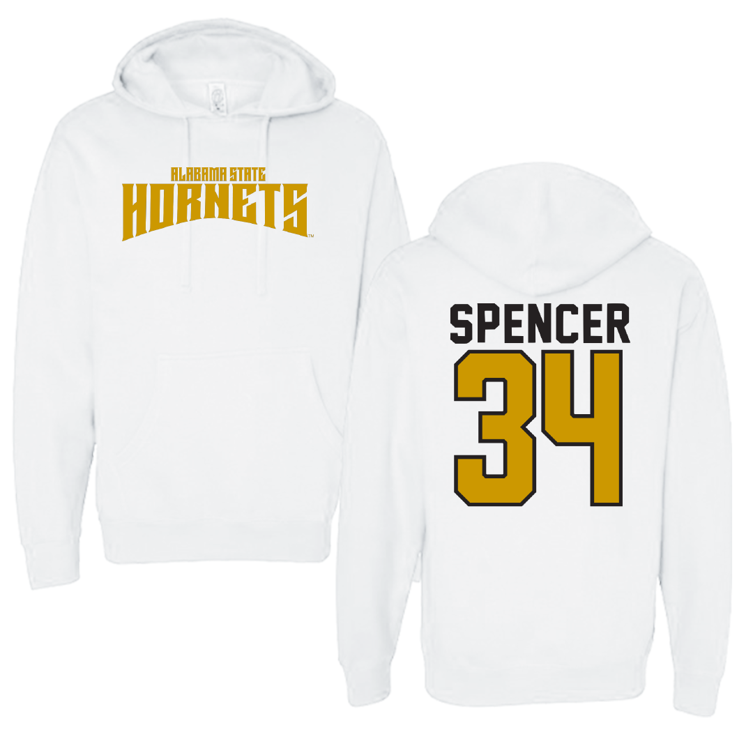 Alabama State University Football White Classic Hoodie - #34 Gabe Spencer
