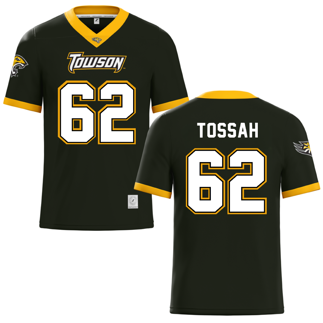 Towson University Black Football Jersey - #62 Derick Tossah