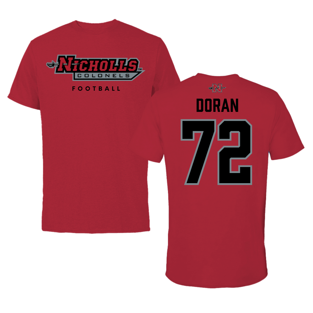 Nicholls State University Football Red Performance Tee - #72 Seth Doran