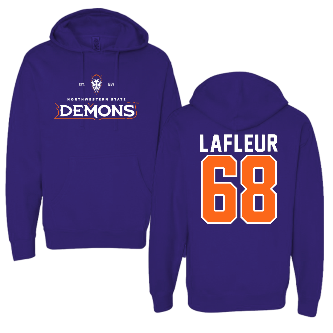 Northwestern State University Football Purple General Hoodie - #68 Cole LaFleur