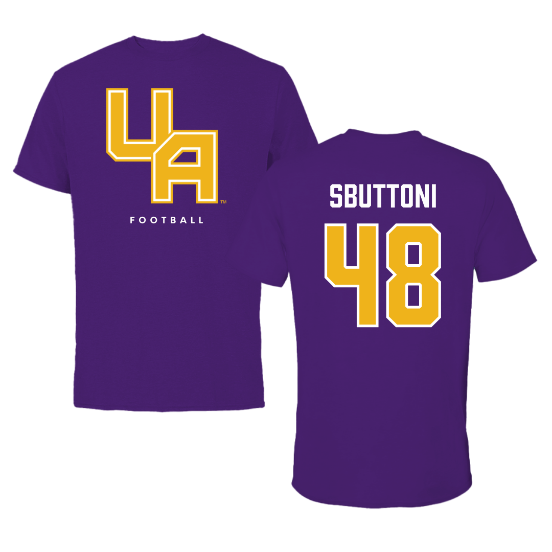 University at Albany Football Purple Block Tee - #48 Michael Sbuttoni