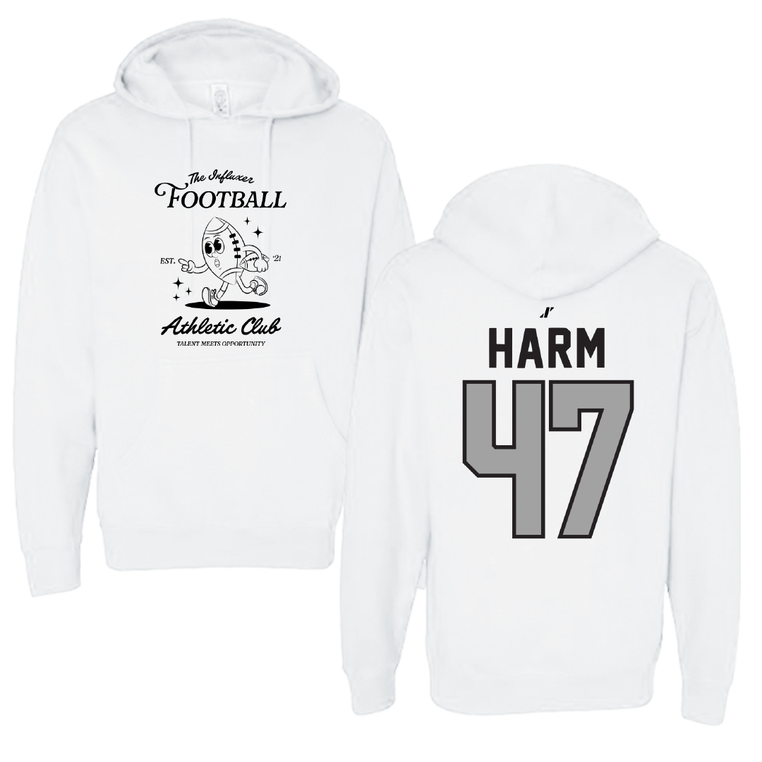 Football White Influxer Athletic Club Hoodie - #47 LJ Harm