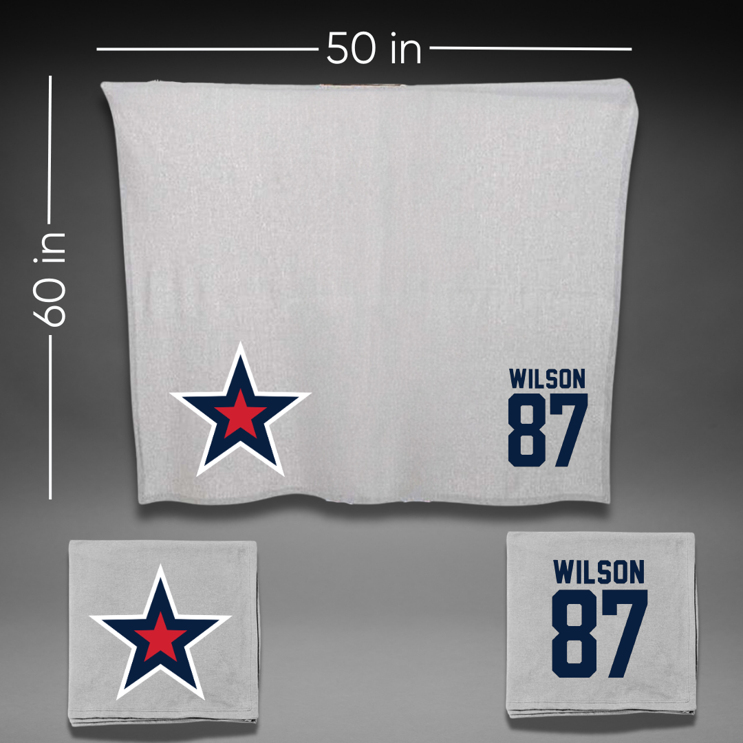 Robert Morris University Football Gray Blanket - #87 Trevor Wilson