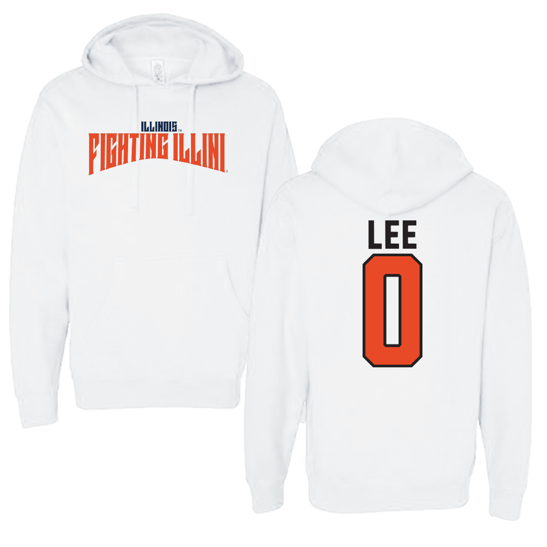 University of Illinois Soccer White Classic Hoodie - #0 Izzy Lee