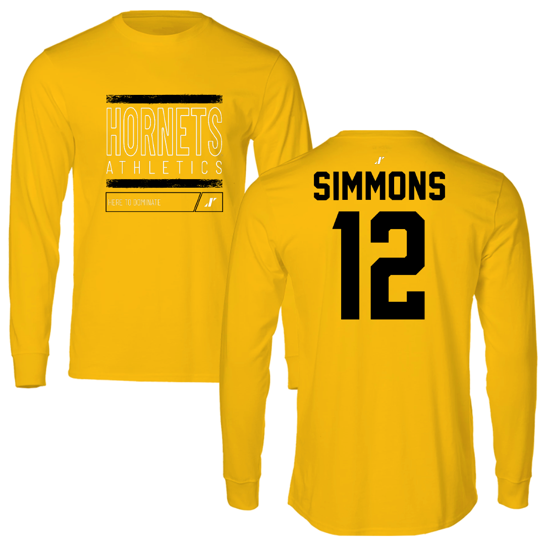 Alabama State University Soccer Gold Dominate Performance Long Sleeve - #12 Kensley Simmons