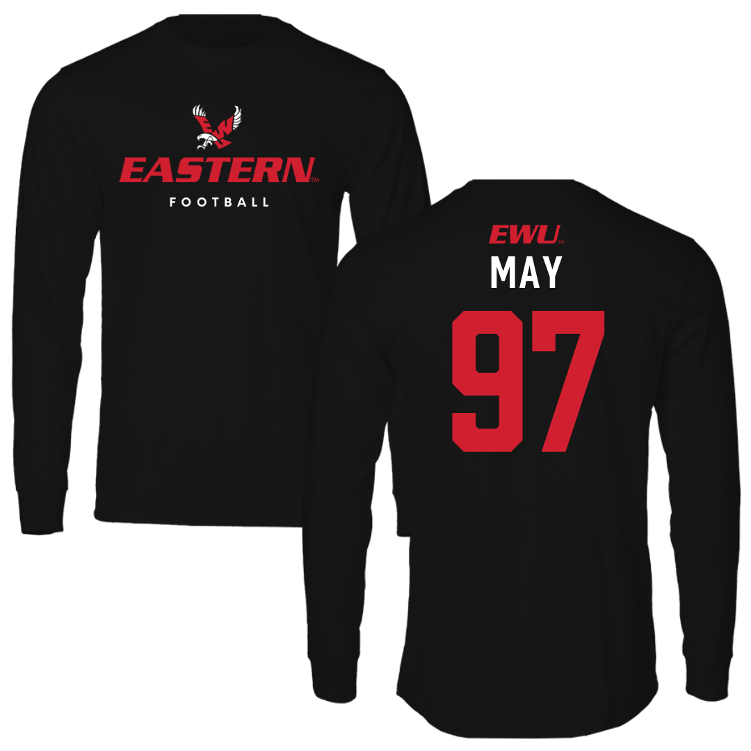 Eastern Washington University Football Black Eastern Long Sleeve - #97 Tariq May