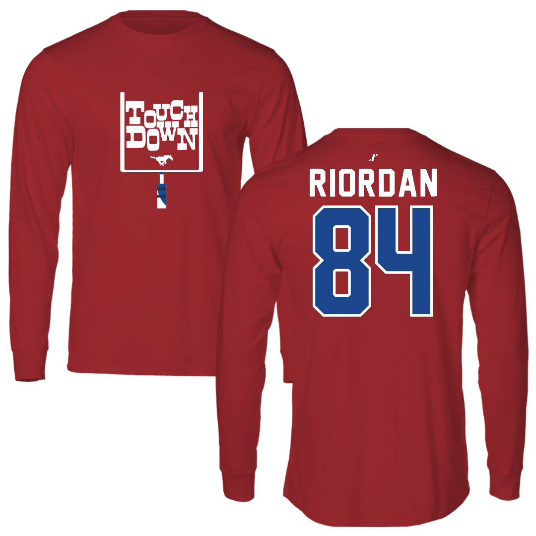Southern Methodist University Football Canvas Red Touchdown Long Sleeve - #84 Tripp Riordan