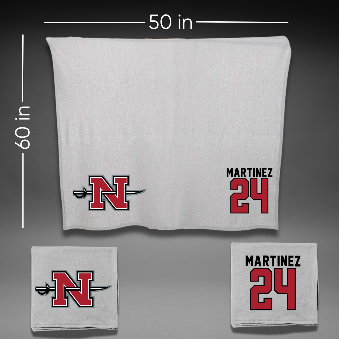 Nicholls State University Basketball Gray Blanket - #24 Marypaz Martinez