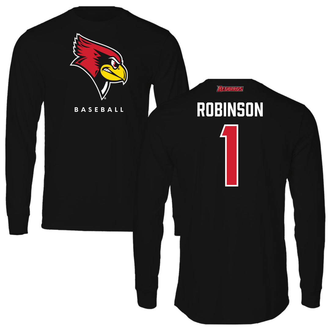 Illinois State University Baseball Black Mascot Performance Long Sleeve - #1 Shai Robinson