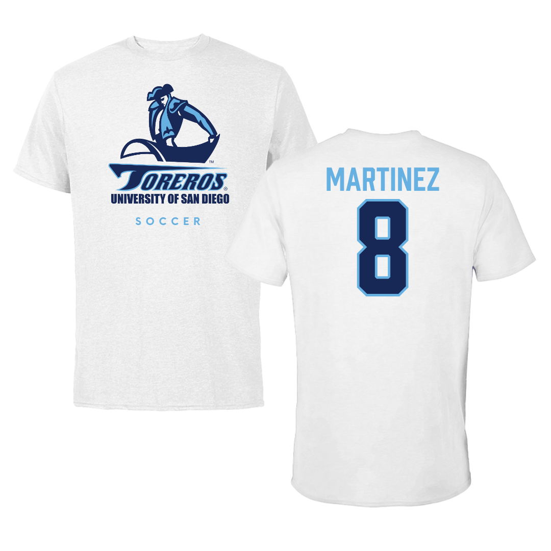 University of San Diego Soccer White Performance Tee - #8 Josh Martinez