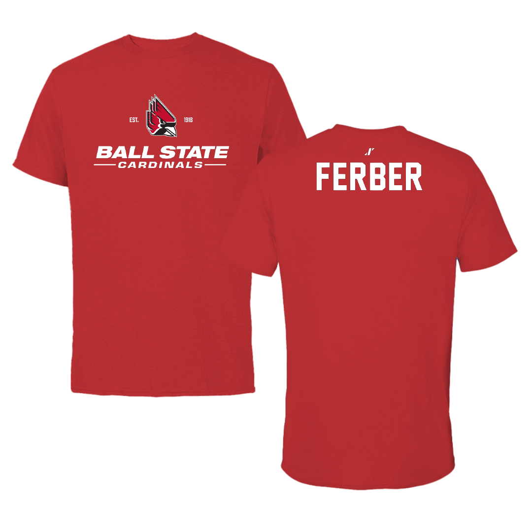 Ball State University Swimming & Diving Red General Tee - Reeve Ferber