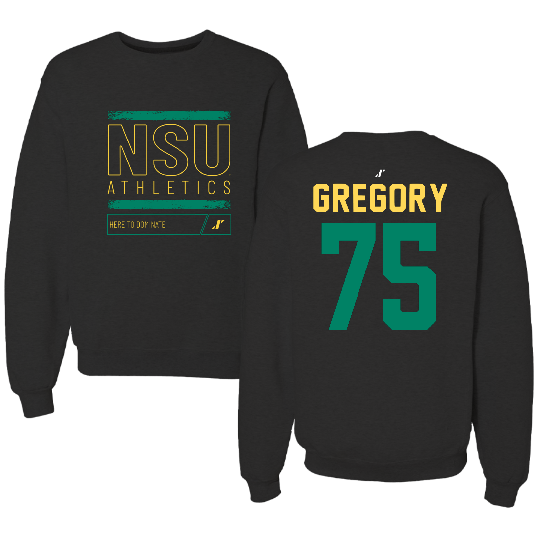 Norfolk State University Football Black Dominate Crewneck - #75 Evan Gregory